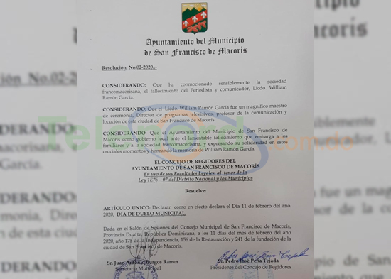 Declaran Día de Duelo Municipal por el fallecimiento de William García2
