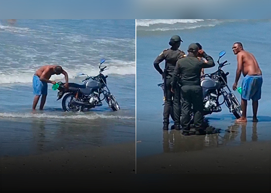VIDEO: Hombre causa revuelo por lo que hace con su moto en la playa