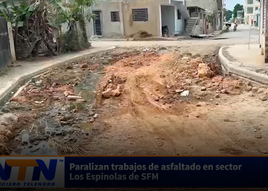 Paralizan trabajos de asfaltado en sector Los Espinolas de SFM