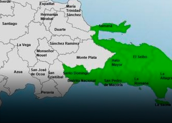 COE coloca siete provincias y el Distrito Nacional en alerta verde por onda tropical